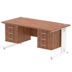 Impulse 1600mm Cable Managed Straight Desk With Two Fixed Pedestal - Image 30