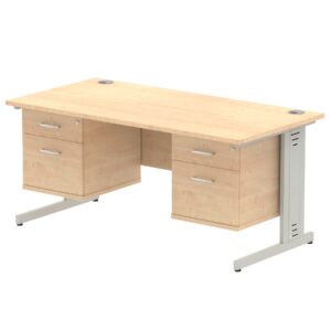 Impulse 1600mm Cable Managed Straight Desk With Two Fixed Pedestal - Image 14