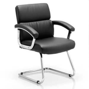 Desire Medium Back Leather Cantilever Visitor Chair with Arms
