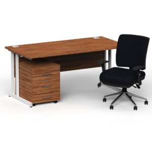 Impulse 1600mm Cantilever Straight Desk With Mobile Pedestal and Chiro Medium Back Black Operator Chair - Image 51