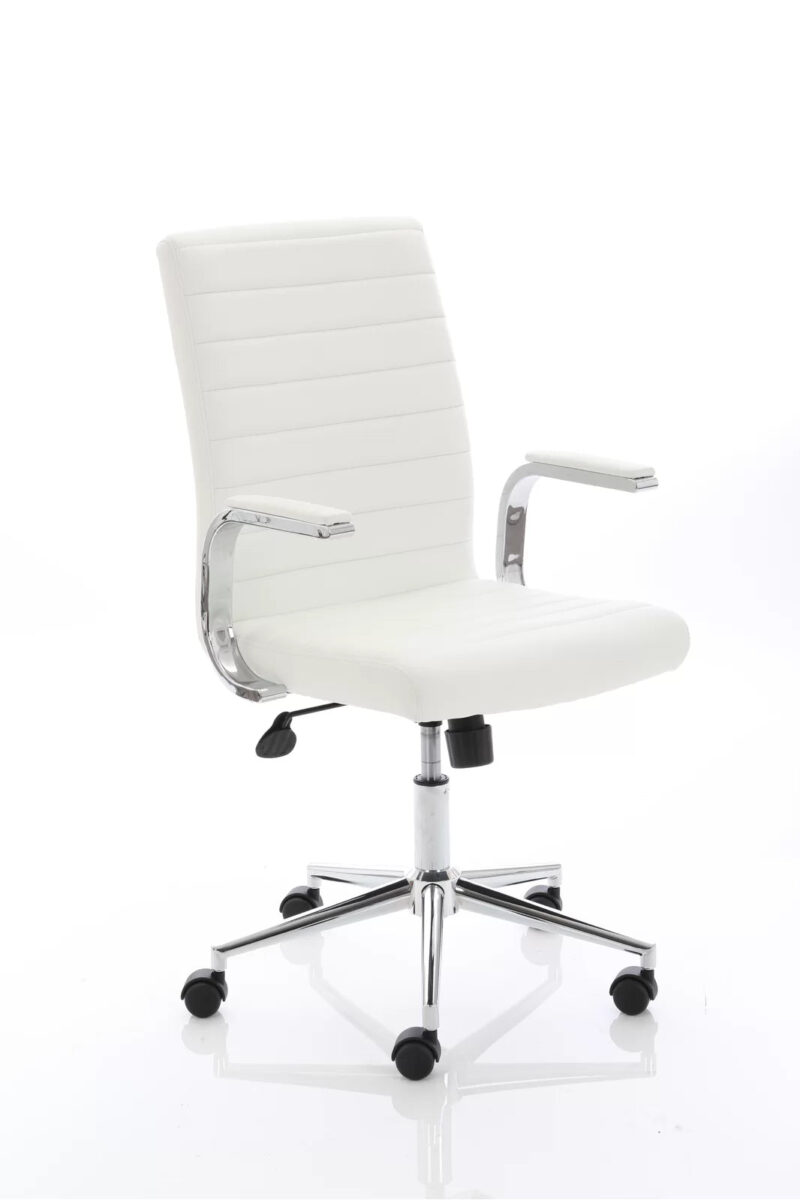 Impulse 1600mm Cantilever Straight Desk With Mobile Pedestal and Ezra White Executive Chair - Image 24