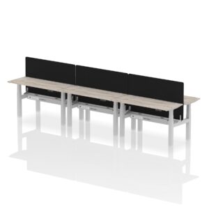 Air Back-to-Back Slimline Height Adjustable Bench Desk - 6 Person with Black Straight Screen - Image 23