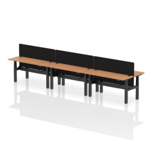 Air Back-to-Back Slimline Height Adjustable Bench Desk - 6 Person with Black Straight Screen - Image 46