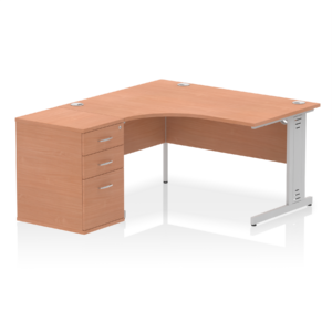 Impulse 1400mm Cable Managed Left Crescent Desk Workstation - Image 10