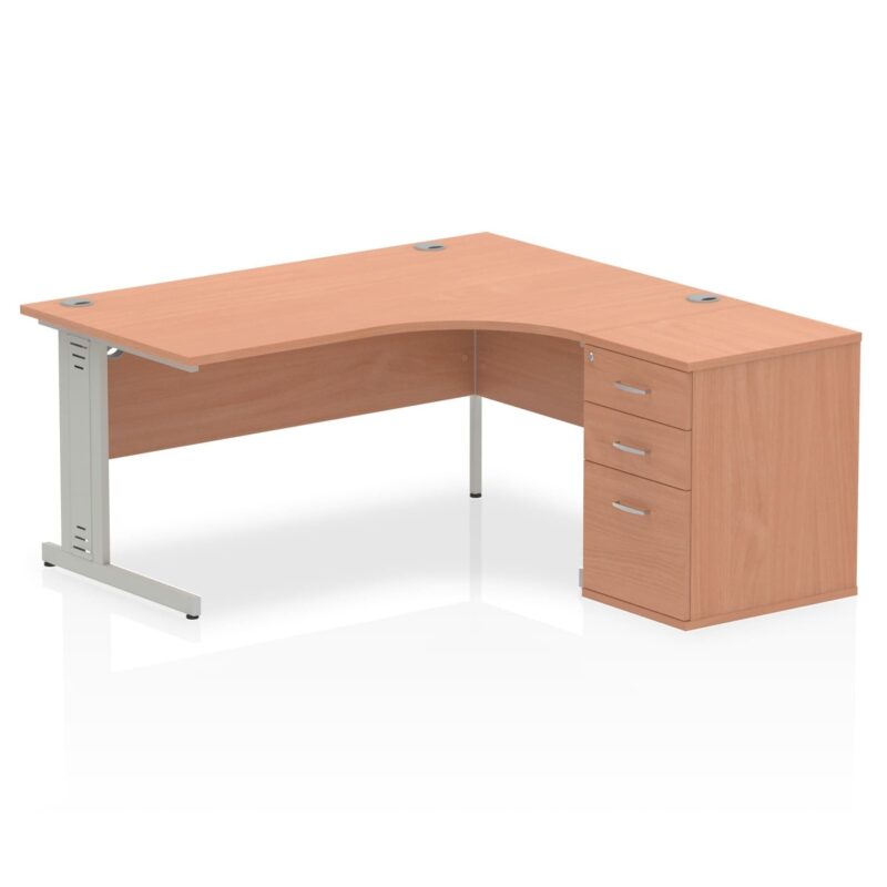 Impulse 1600mm Cable Managed Right Crescent Desk Workstation - Image 7