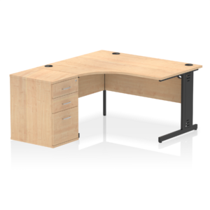 Impulse 1400mm Cable Managed Left Crescent Desk Workstation - Image 3