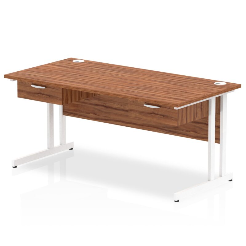 Impulse Cantilever Straight Desk White Frame With Two One Drawer Fixed Pedestals - Image 7