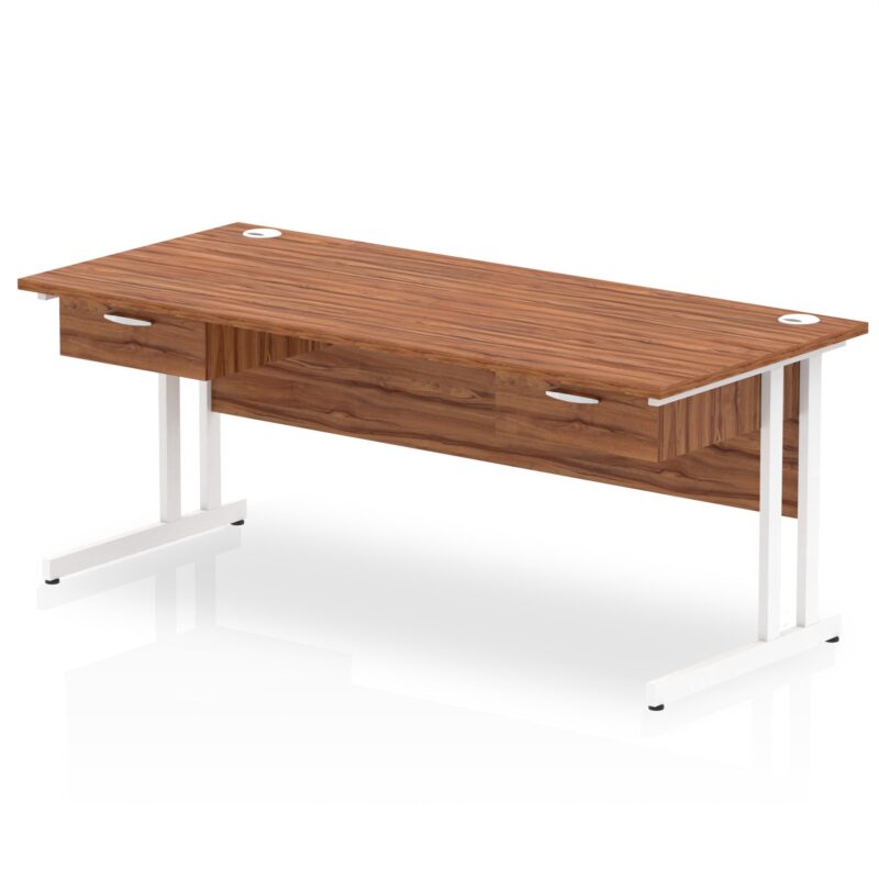 Impulse Cantilever Straight Desk White Frame With Two One Drawer Fixed Pedestals - Image 14