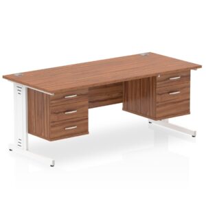 Impulse 1600mm Cable Managed Straight Desk With Two Fixed Pedestal - Image 28