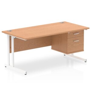 Impulse 1600mm Cantilever Straight Desk With Single Fixed Pedestal - Image 7