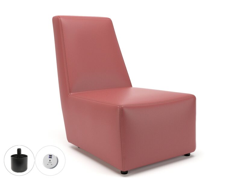 Pella 65cm Wide Chair in Cristina Marrone Ultima Faux Leather with Socket - Image 7