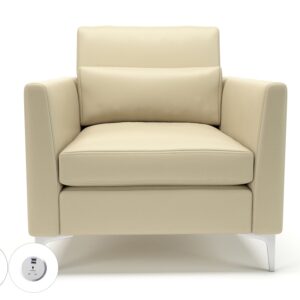 Roselle 90cm Wide Armchair in Cristina Marrone Ultima Faux Leather with Socket - Image 17