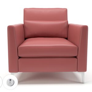 Roselle 90cm Wide Armchair in Cristina Marrone Ultima Faux Leather with Socket - Image 29