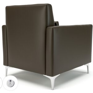 Roselle 90cm Wide Armchair in Cristina Marrone Ultima Faux Leather with Socket - Image 72