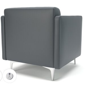 Napa Slim Arm 75cm Wide Armchair in Cristina Marrone Ultima Faux Leather with Socket - Image 3
