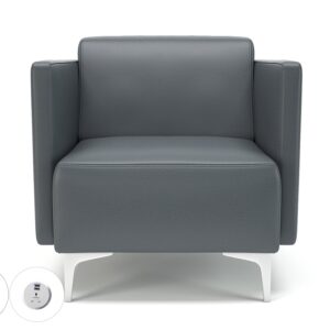 Napa Slim Arm 75cm Wide Armchair in Cristina Marrone Ultima Faux Leather with Socket - Image 5