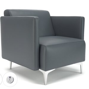 Napa Slim Arm 75cm Wide Armchair in Cristina Marrone Ultima Faux Leather with Socket - Image 7
