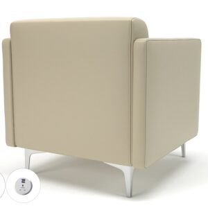 Napa Slim Arm 75cm Wide Armchair in Cristina Marrone Ultima Faux Leather with Socket - Image 15