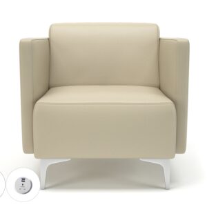 Napa Slim Arm 75cm Wide Armchair in Cristina Marrone Ultima Faux Leather with Socket - Image 17