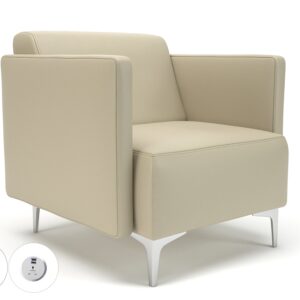 Napa Slim Arm 75cm Wide Armchair in Cristina Marrone Ultima Faux Leather with Socket - Image 19