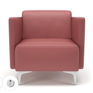 Napa Slim Arm 75cm Wide Armchair in Cristina Marrone Ultima Faux Leather with Socket - Image 26