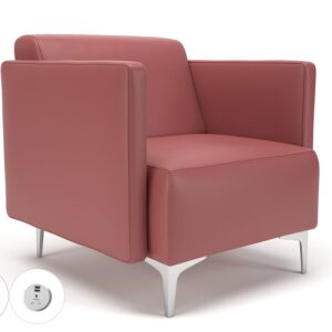 Napa Slim Arm 75cm Wide Armchair in Cristina Marrone Ultima Faux Leather with Socket - Image 31