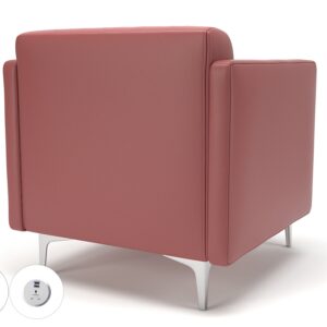 Napa Slim Arm 75cm Wide Armchair in Cristina Marrone Ultima Faux Leather with Socket - Image 36