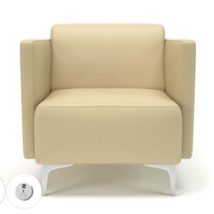 Napa Slim Arm 75cm Wide Armchair in Cristina Marrone Ultima Faux Leather with Socket - Image 38