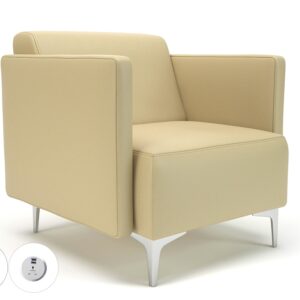 Napa Slim Arm 75cm Wide Armchair in Cristina Marrone Ultima Faux Leather with Socket - Image 40