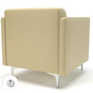 Napa Slim Arm 75cm Wide Armchair in Cristina Marrone Ultima Faux Leather with Socket - Image 42