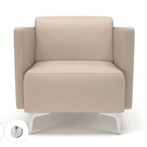 Napa Slim Arm 75cm Wide Armchair in Cristina Marrone Ultima Faux Leather with Socket - Image 53