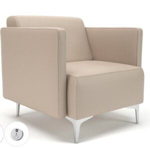 Napa Slim Arm 75cm Wide Armchair in Cristina Marrone Ultima Faux Leather with Socket - Image 55