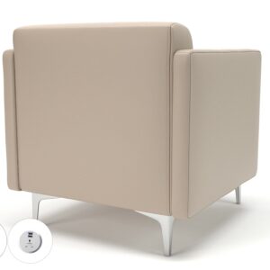 Napa Slim Arm 75cm Wide Armchair in Cristina Marrone Ultima Faux Leather with Socket - Image 60