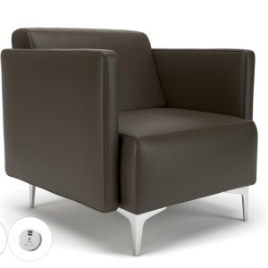 Napa Slim Arm 75cm Wide Armchair in Cristina Marrone Ultima Faux Leather with Socket - Image 64