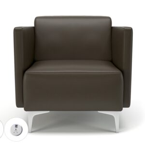 Napa Slim Arm 75cm Wide Armchair in Cristina Marrone Ultima Faux Leather with Socket - Image 71