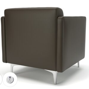 Napa Slim Arm 75cm Wide Armchair in Cristina Marrone Ultima Faux Leather with Socket - Image 72