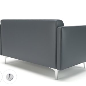 Napa Slim Arm 125cm Wide Sofa in Cristina Marrone Ultima Faux Leather with Socket - Image 12