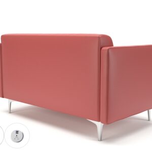 Napa Slim Arm 125cm Wide Sofa in Cristina Marrone Ultima Faux Leather with Socket - Image 36