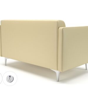 Napa Slim Arm 125cm Wide Sofa in Cristina Marrone Ultima Faux Leather with Socket - Image 39