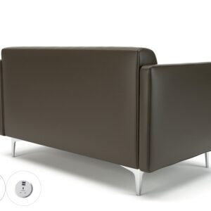 Napa Slim Arm 125cm Wide Sofa in Cristina Marrone Ultima Faux Leather with Socket - Image 66