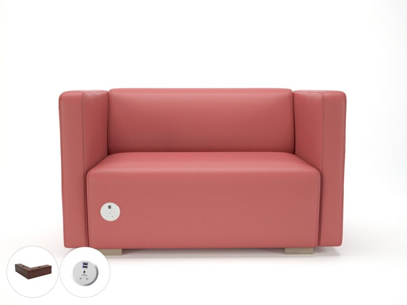 Carmel 130cm Wide Sofa in Cristina Marrone Ultima Faux Leather with Socket - Image 20
