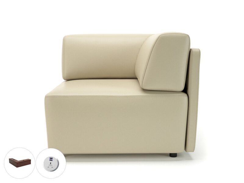 Loomis 87cm Wide Corner Unit in Cristina Marrone Ultima Faux Leather with Socket - Image 12
