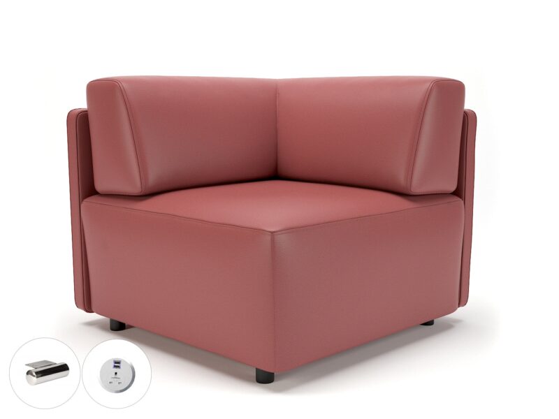 Loomis 87cm Wide Corner Unit in Cristina Marrone Ultima Faux Leather with Socket - Image 13