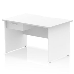Impulse Scalloped Edge Panel End Straight Desk Frame With Single One Drawer Fixed Pedestal - Image 8