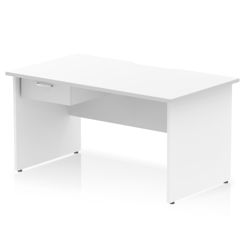 Impulse Scalloped Edge Panel End Straight Desk Frame With Single One Drawer Fixed Pedestal - Image 14