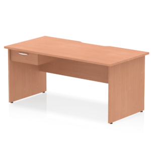Impulse Scalloped Edge Panel End Straight Desk Frame With Single One Drawer Fixed Pedestal - Image 16