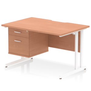 Impulse Scalloped Edge 1200mm Cantilever Straight Desk With Single Fixed Pedestal - Image 5