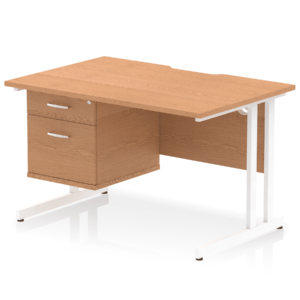 Impulse Scalloped Edge 1200mm Cantilever Straight Desk With Single Fixed Pedestal - Image 14