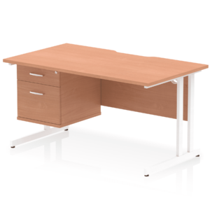 Impulse Scalloped Edge 1400mm Cantilever Straight Desk With Single Fixed Pedestal - Image 5