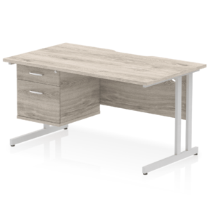 Impulse Scalloped Edge 1400mm Cantilever Straight Desk With Single Fixed Pedestal - Image 7